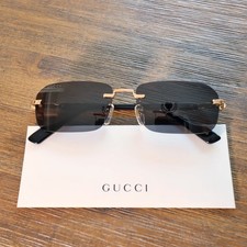 Gucci GG1221S 001 56mm Rectangle Sunglasses in Gold/Gray Lens picture