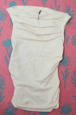 Marcella womens small Cooper boat neck cream top ruched stretch picture