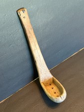 Antique Hand Carved Wooden Skimmer Ladle 19th C. Primitive Dairy Curd Dipper picture