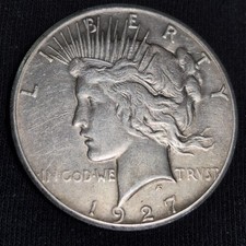 1927-P Peace Dollar - Cleaned -90% Silver  -0928-11 picture
