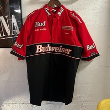 Vintage 90's Budweiser Louie Chameleon Nascar Winston Cup Series Pit Crew Shirt picture