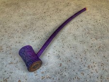 Wizard Stump Smoking Pipe Long Stem Tobacco Churchwarden Rustic Black and Purple picture