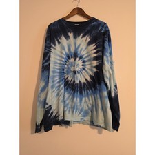 Colortone Tie Dye Shirt Women 2XL Blue Cotton Long Sleeve Boho Grunge Festival picture