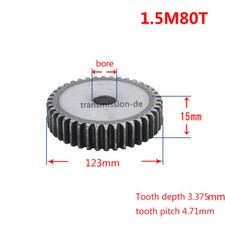 Mod 1/1.5 12T-150T Spur Gear 45# Steel Pinion Gear Thickness 1M-10mm 1.5M-15mm picture