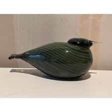 Oiva Toikka Glass Bird Whip-Poor-Will Nuutajarvi Finland Green Striped Iittala picture