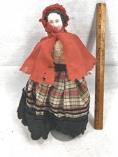 antique china head doll flat top blue eyes arms 10 inches original 1800 picture