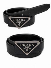 Prada Milano Saffiano Triangle Designer Belt Size US 38 picture