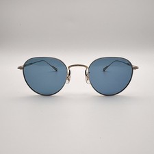 EYEVAN Fairway (47) G-BLU Polished Gold Panto Sunglasses with Light Blue Lenses picture