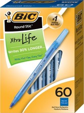 BIC Round Stic Xtra Life Ball Pen, Medium Point (1.0 mm), Blue, 60-Count picture