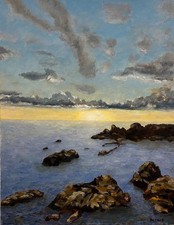 Original oil painting Setting Sun. 16 x 20. On thick gallery canvas. Ships free picture