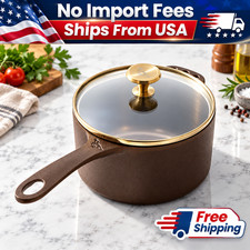 Smithey Seasoned Cast Iron Saucepan 1-Qt with Tempered Glass Lid picture