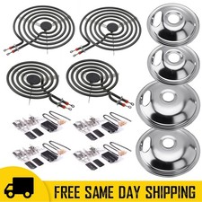 MP22YA Electric Range Burner Element Set w/ (4) Drip Pans For Frigidaire Kenmore picture