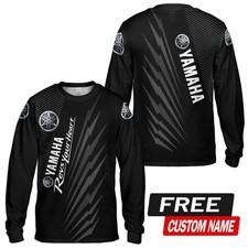 Custom Name Men's Yamaha Racing Team Black Grey 3D Long Sleeve Shirt S-5XL picture