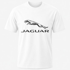 Jaguar Luxury Car Logo Men's White Graphic T-Shirt Silver Emblem Tee picture