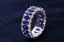 2.95Ct Oval Cut Natural Tanzanite Diamond Wedding Ring 14K Real White Gold picture