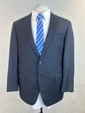 Coppley 1883 Canada Men's Navy Blue Striped Super 130s Wool Suit 44R 38X27 picture