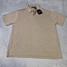 Claiborne Mens XL Polo Shirt Tan Textured Short Sleeve MWRU0577 La Terra NEW picture