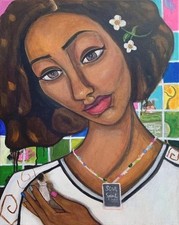 ORIGINAL 16x20 African American Abstract Portrait Painting Canvas ART picture