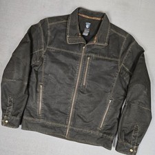 Kuhl Burr Jacket Mens Large Patina Dye Black Full Zip Canvas Hiking Gorp Outdoor picture