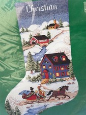 DIMENSIONS Counted Cross Stitch kit - VILLAGE CHRISTMAS STOCKING 16