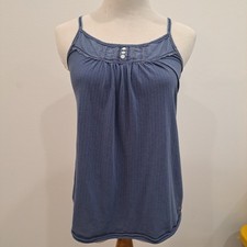 Hollister Y2K Rare Navy Blue Babydoll Cami Pintuck Lace Neckline Buttons Sz Sm picture