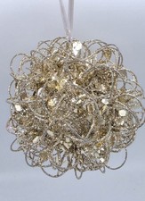 Vintage Pier 1 Imports Gold Glitter Wire Ball Christmas Ornament 5