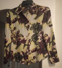 Elegant Linda Allard Ellen Tracy Women's 12 Regular 100% Silk Floral Blouse picture