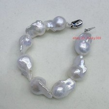 Huge 15-20mm Natural White South Sea Reborn Baroque Keshi Pearl Bracelet 7.5-8