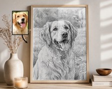 Custom Pencil Sketch Dog Portrait From Photo Dog Loss Gift For Pet Memorial Gift picture