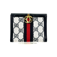 Vintage GUCCI Wallet Purse GG Sherry line PVC Leather Navy Authentic picture