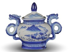 Festcool Classic Blue and White Scenery Ceramic Porcelain Jar Vase, Sugar Can... picture