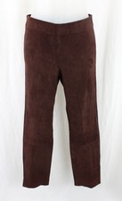Vince NWT Dark Brown Stretch Suede Split Hem Crop Pant Size S $995 picture