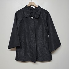 HEYDARI TEXTURE CRINKLED ARTSY LAGENLOOK COLLARED SWING POCKET LUX JACKET OS USA picture