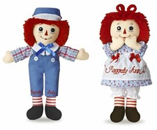 Raggedy Ann and Andy Doll 12'' Hasbro By Aurora Soft Plush With Tags (Set of 2) picture