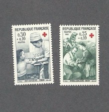 France 1966 Scott B402-B403 Red Cross Semi-Postal Stamp Set of 2 picture