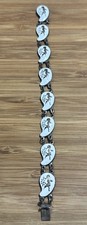 Vintage SIAM Sterling 925 White Enamel Thai Dancer Panel Bracelet 8” picture