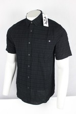 Billabong Men's Textured Short Sleeve Button Down Shirt M Medium Black BL001113M picture