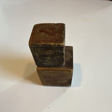 Vintage Wooden Seal/Stamp Blocks Lot of 2 Carved Bases Brown Toys picture