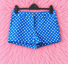Boden Womens Polka Dot Hot Pants Shorts / Blue & White / Size UK 10 PETITE picture