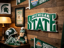Michigan State Spartans Retro 3D Sign MSU Wall Desk Shelf Man Cave Decor picture