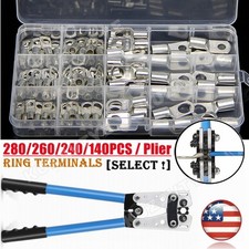140/280PCS Cable Crimping Tool Car Copper Ring Lugs Kit Terminals Crimper Plier picture