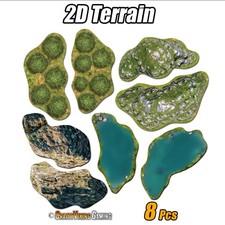 2D terrain - WOODLAND  SET 8 pcs for war gaming / miniature games non-slip mats picture