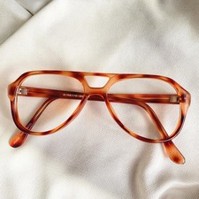 Vtg Orange Unisex Aviator Eyeglasses Eye Glasses Frames 50-20 Mens Womens picture