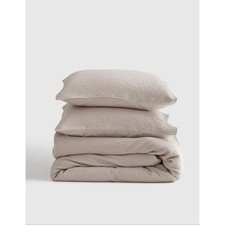 Quince Organic Luxe Honeycomb Duvet Cover Set Sand Full Queen NWOT picture