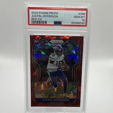 Panini 2020 Prizm Justin Jefferson RC #398 Red Ice Prizm PSA 10 picture