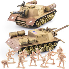 WW2 Army Tank-1 and Army Men Toys Playset, 2Pc US Tank Models with 10Pc Toy picture