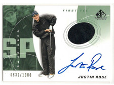 Upper Deck 2002 SP Game Used First Tee Justin Rose Auto RC #71 /1000 picture
