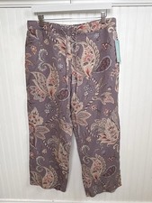 Coldwater Creek Women’s 16P Grey Paisley Tencel & Linen Blend Pull On Pants NWT picture