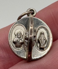 Vintage Creed Sterling Silver Jesus Mary Saint Catholic Religious Medal Charm picture