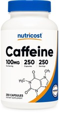 Nutricost Caffeine Pills 100mg Per Serving, 250 Capsules 250 Count (Pack of 1) picture